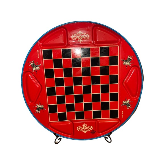 Vintage Chinese Checkers & Checker Board By Ohio Art Company: Metal-Tin game - Picture 2 of 6